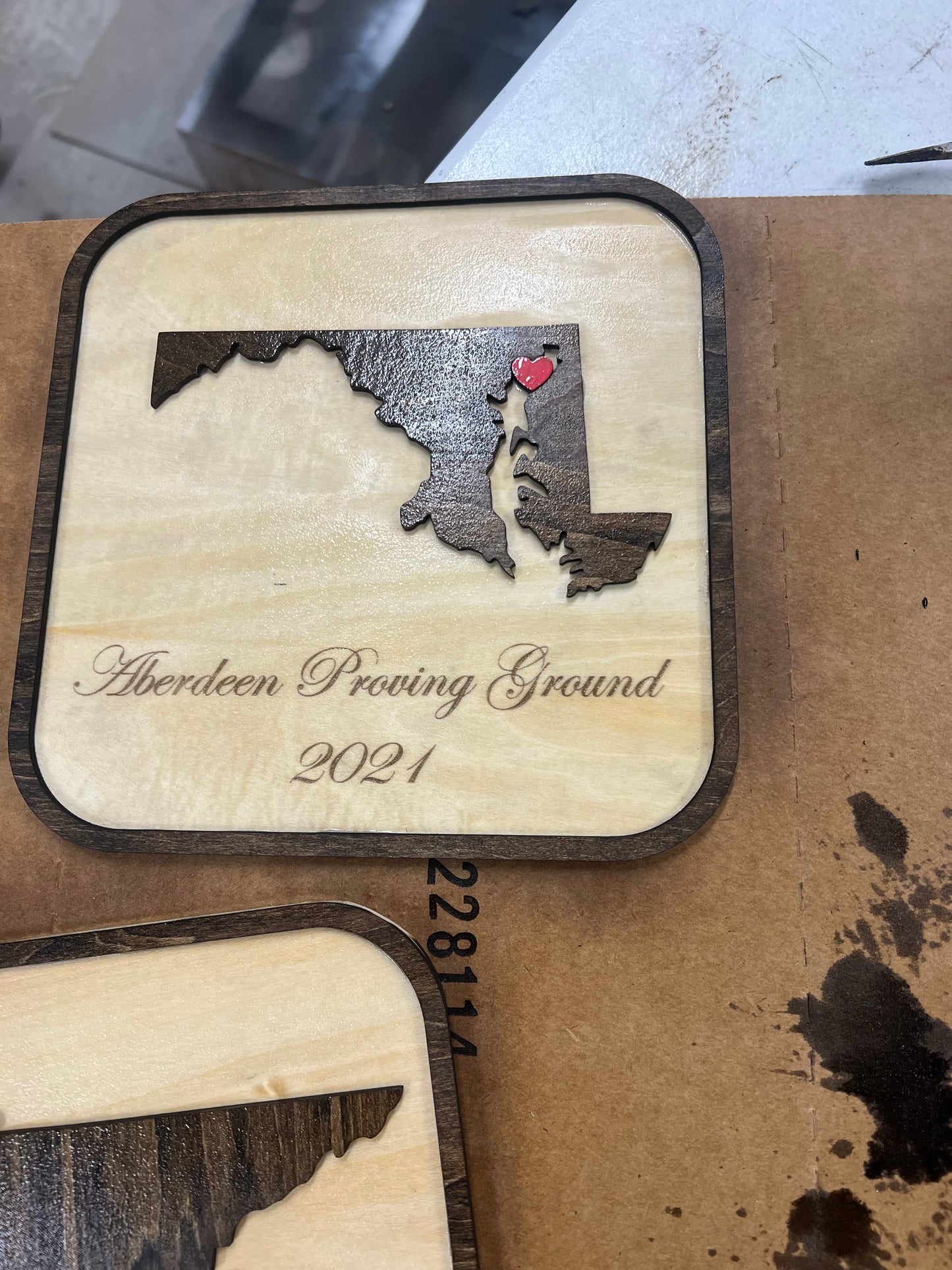 Custom decorations to celebrate duty stations of a military retirement.