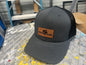 Charcoal and Black Richardson 112 hat with custom leathette patch