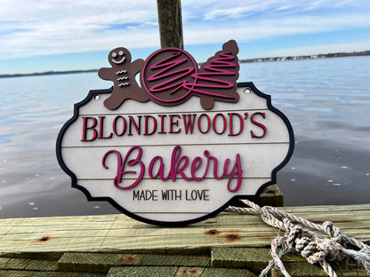 A fun sign to decorate a kitchen of someone that loves baking.