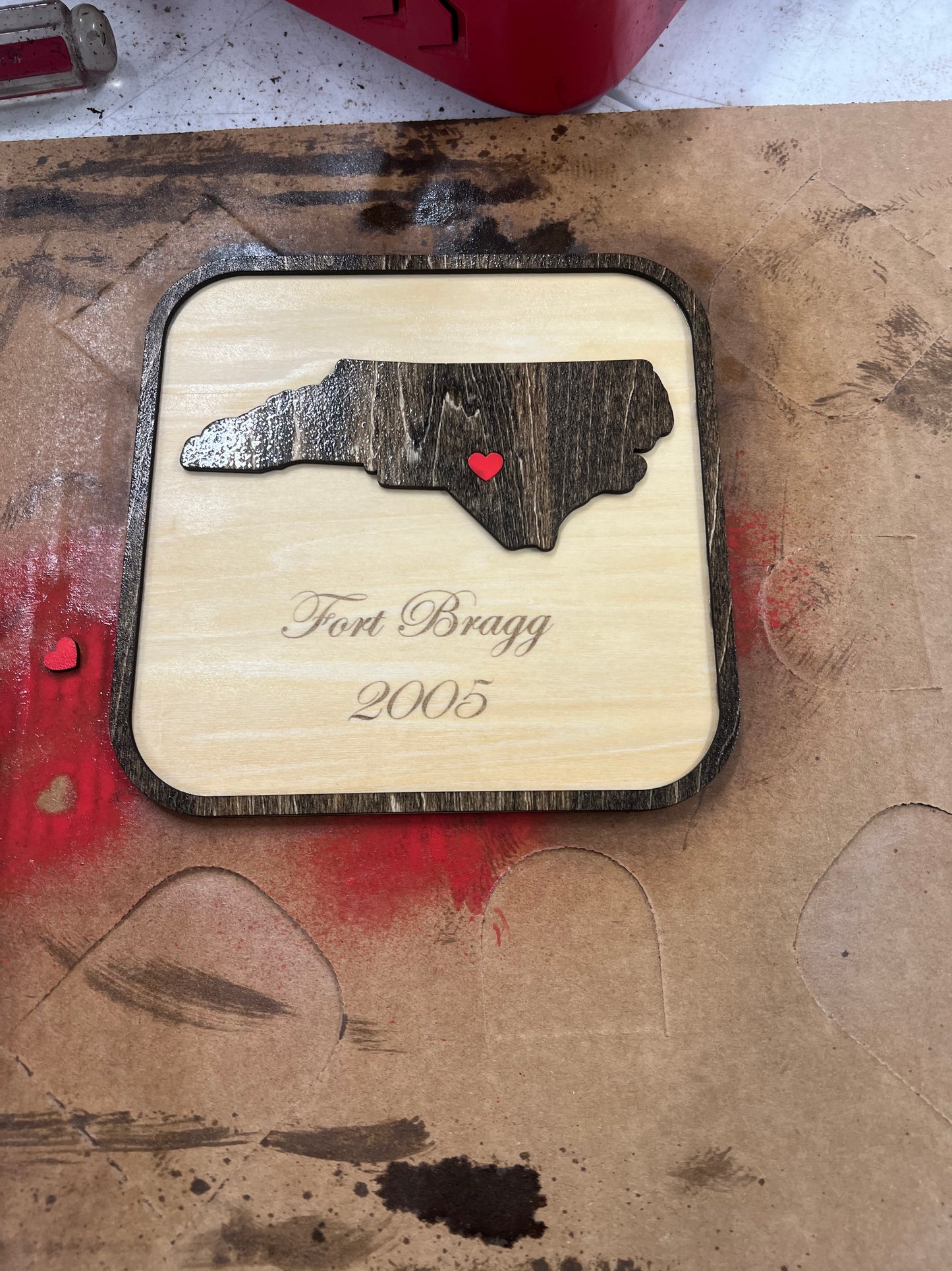 Custom decorations to celebrate duty stations of a military retirement.