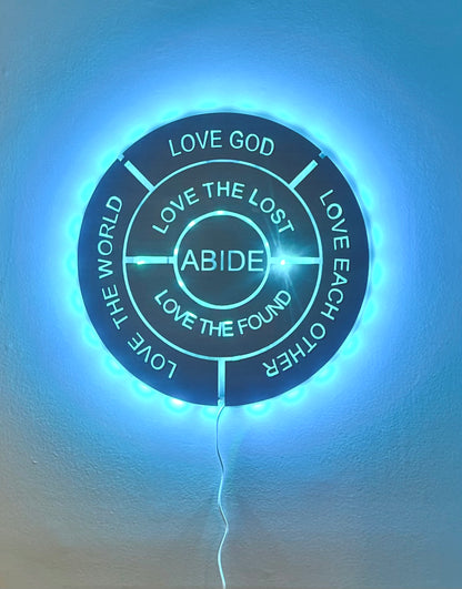 Round 18 inch Wood LED lit sign