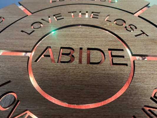 Round 18 inch Wood LED lit sign